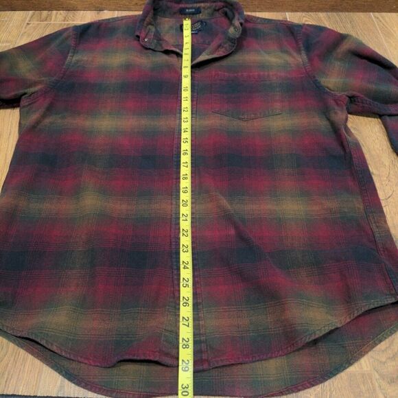 Pendleton Mens Mason Plaid Button Down LS Flannel Shirt Size L Red Gold Casual - Picture 11 of 12